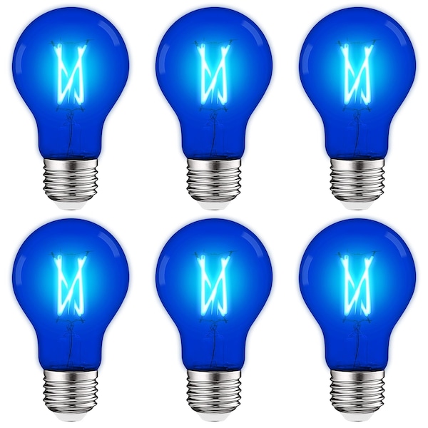 Luxrite A19 LED Edison Blue Light Bulbs 4.5W 60W Equivalent Clear Glass E26 Base, 6PK LR21723-6PK - main